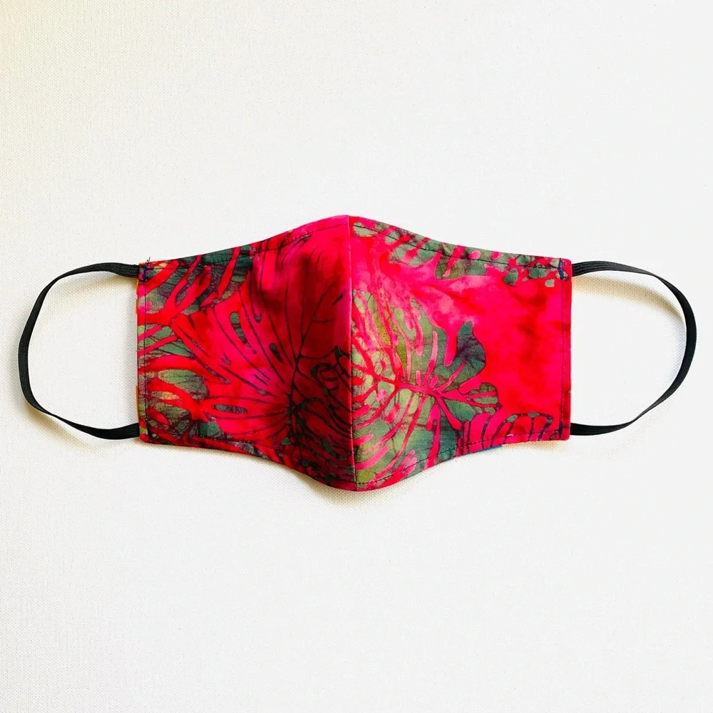 NEW Handmade Batik Monstera Print Face Mask